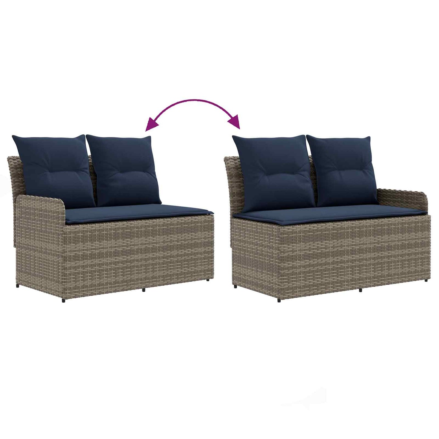Tuinstoel met Armleuning en Hoekbank 2 Stuk PE Rattan