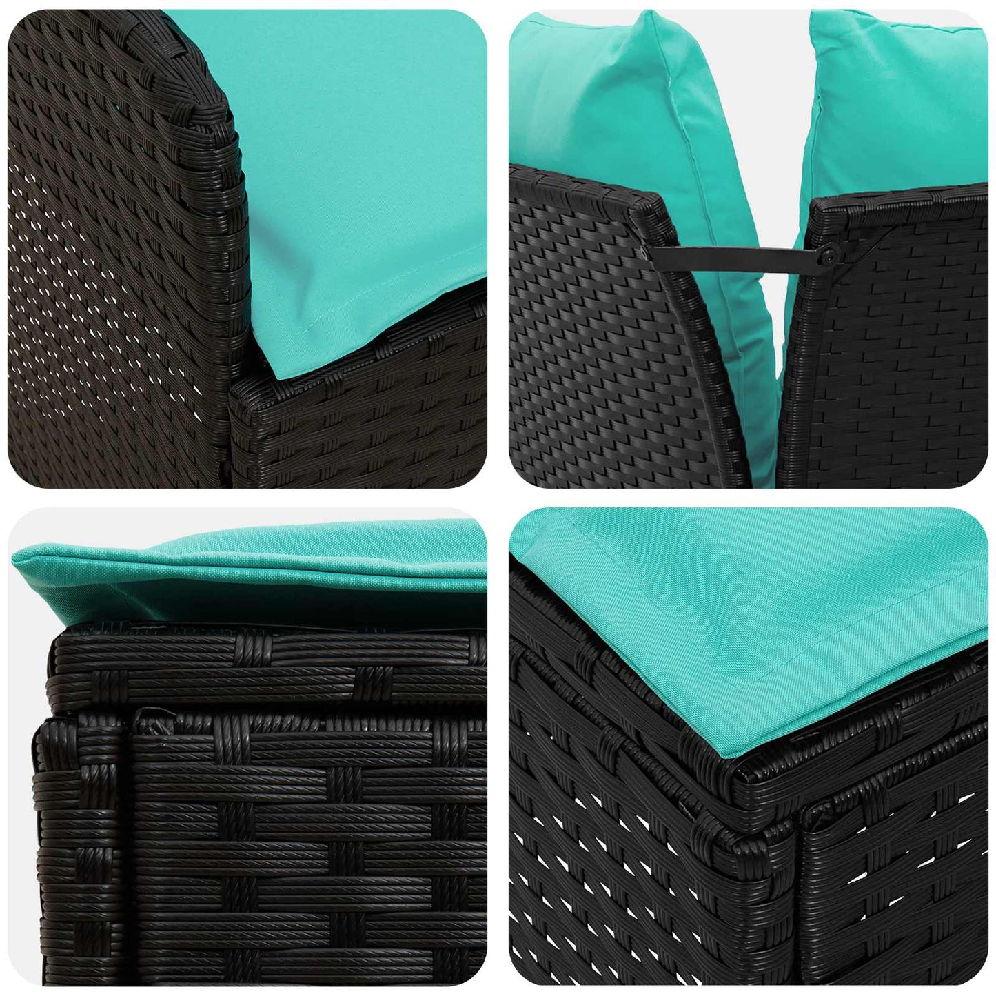 Tuinstoel met Armleuning en Hoekbank 2 Stuk Zwart en Turquoise
