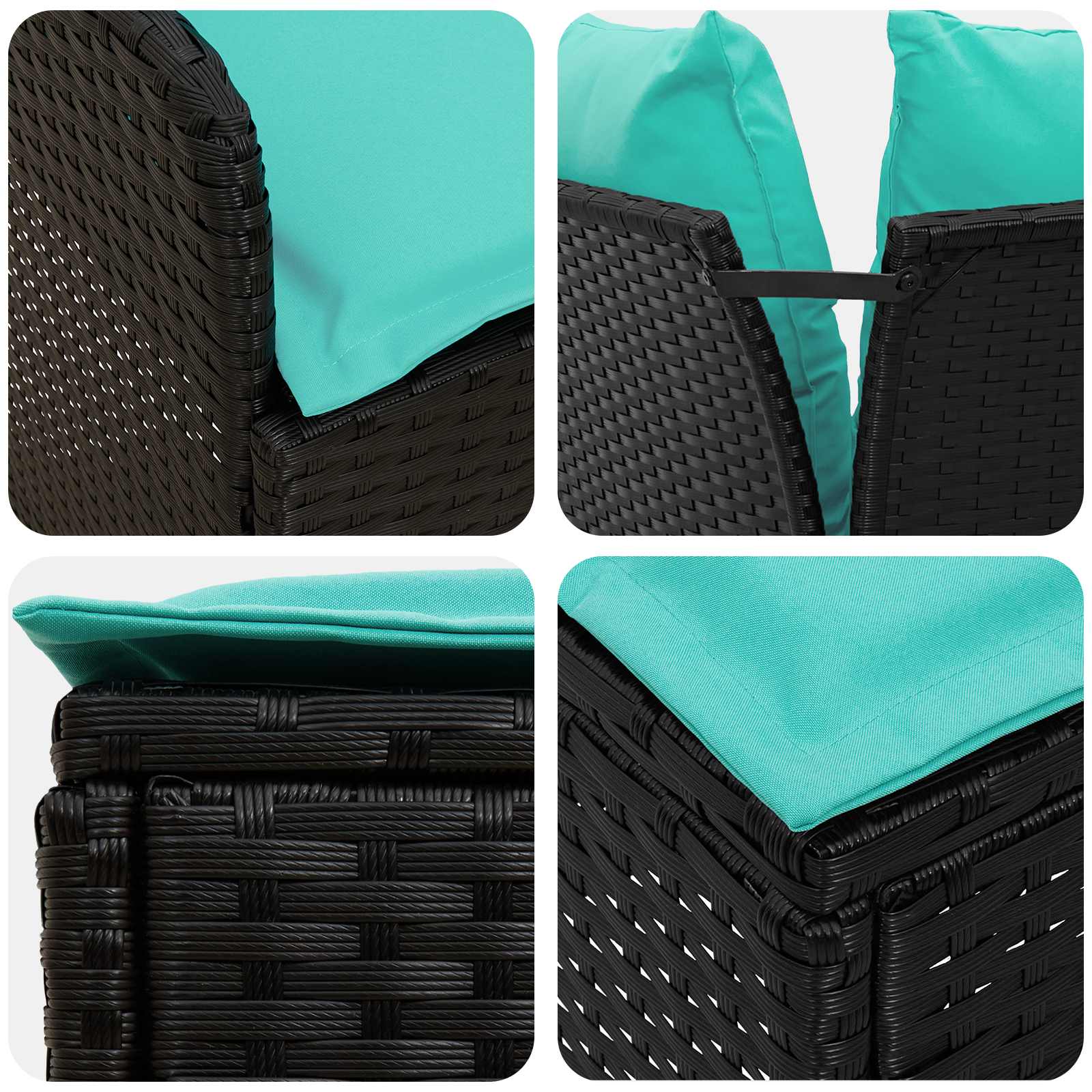 Tuinstoel met Armleuning en Hoekbank 2 Stuk Zwart en Turquoise