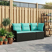 Modulaire tuinbank zwart turquoise 110x65.5x78 cm