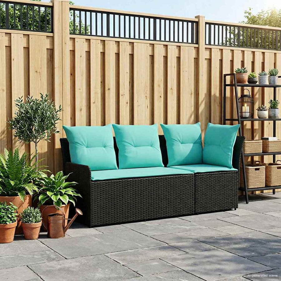 Tuinstoel met Armleuning en Hoekbank 2 Stuk Zwart en Turquoise