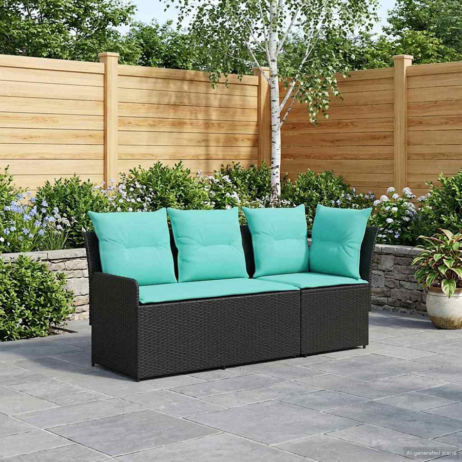 Tuinstoel met Armleuning en Hoekbank 2 Stuk Zwart en Turquoise