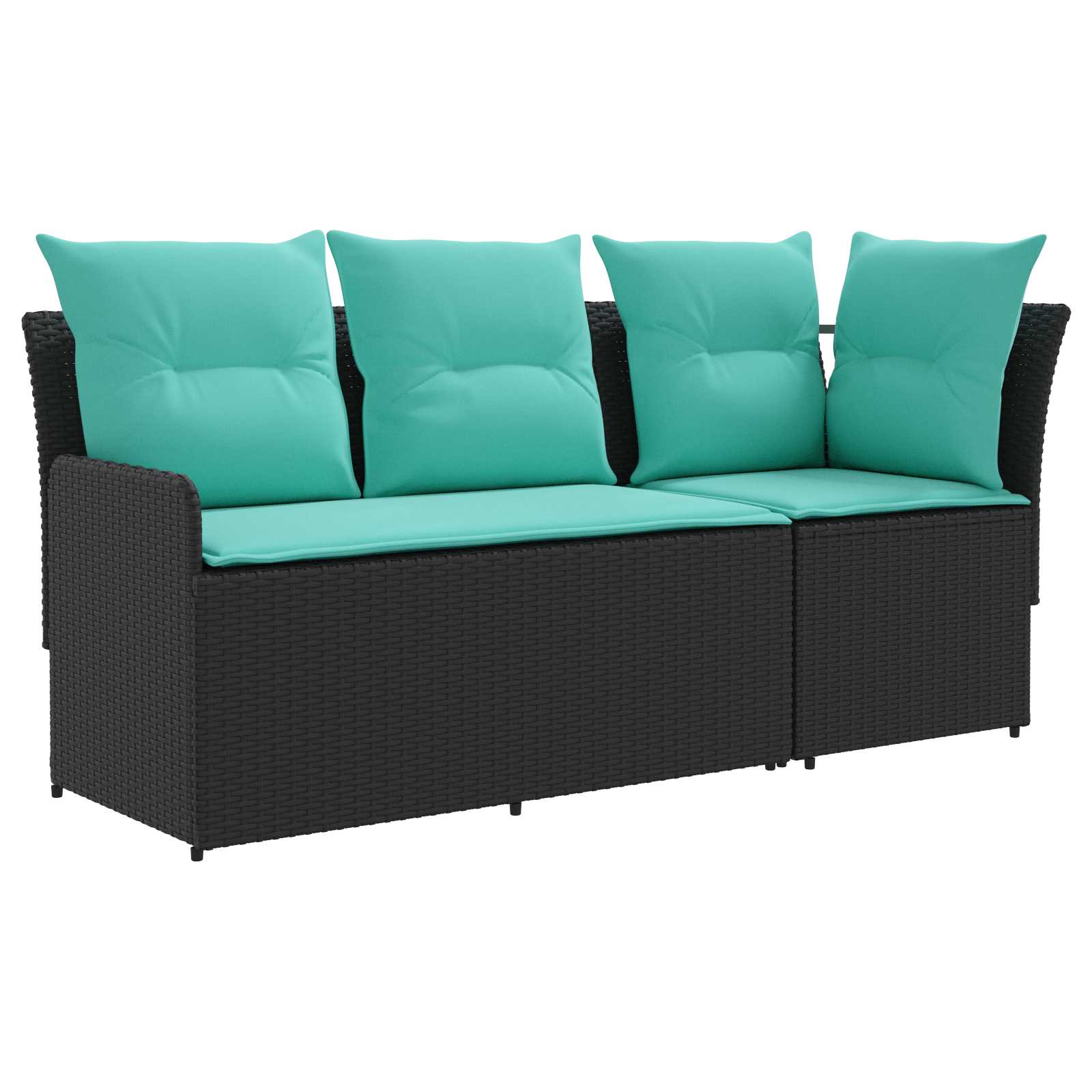 Tuinstoel met Armleuning en Hoekbank 2 Stuk Zwart en Turquoise