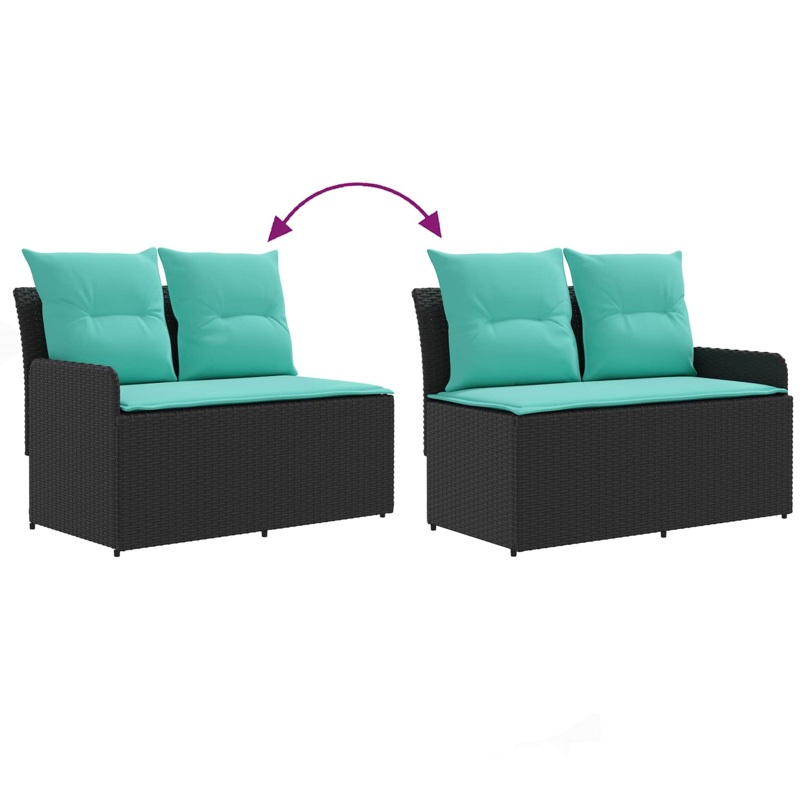 Tuinstoel met Armleuning en Hoekbank 2 Stuk Zwart en Turquoise