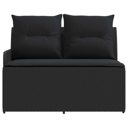 Tuin Armsteun Sofa met Opklaptafel 2 Stuk Zwart PE Rattan