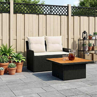 Tuin Armsteun Sofa met Opklaptafel 2 Stuk Zwart en Crème