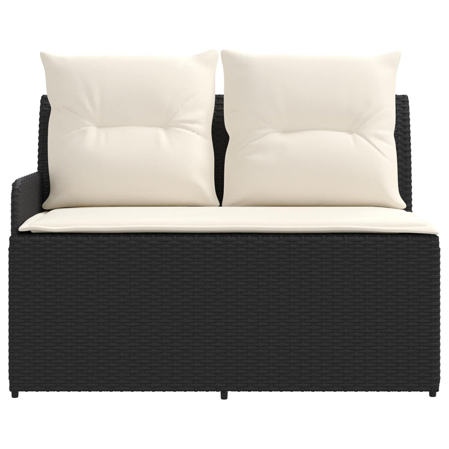 Tuin Armsteun Sofa met Opklaptafel 2 Stuk Zwart en Crème