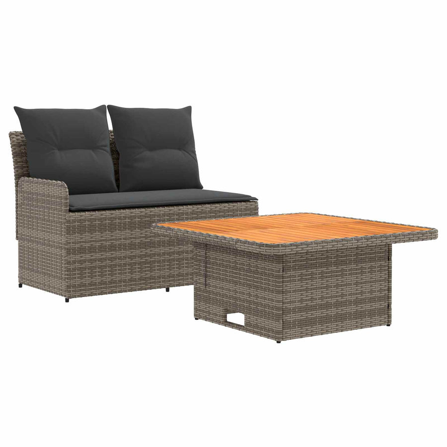 Tuin Armsteun Sofa met Opklaptafel 2 Stuk Grijs en Donkergrijs