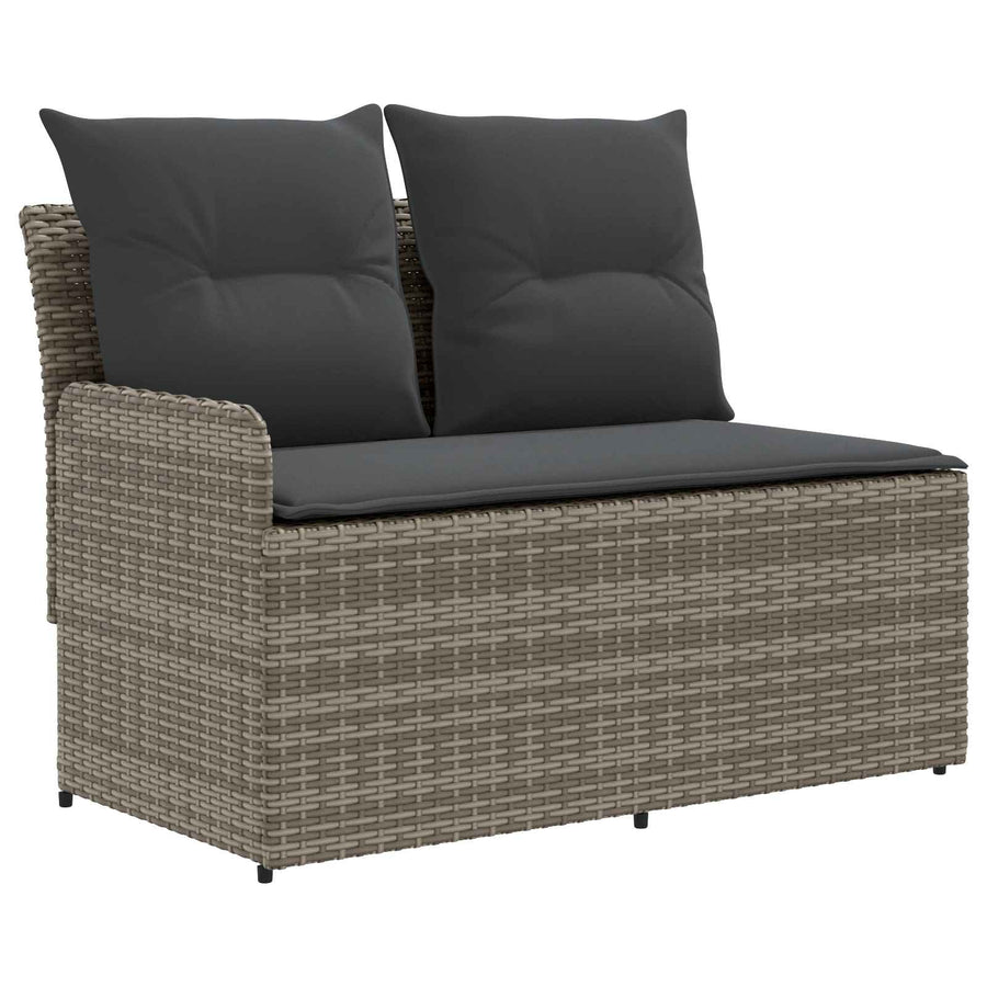 Tuin Armsteun Sofa met Opklaptafel 2 Stuk Grijs en Donkergrijs