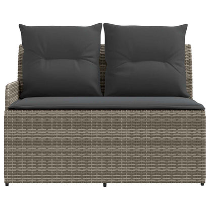 Tuin Armsteun Sofa met Opklaptafel 2 Stuk Grijs en Donkergrijs