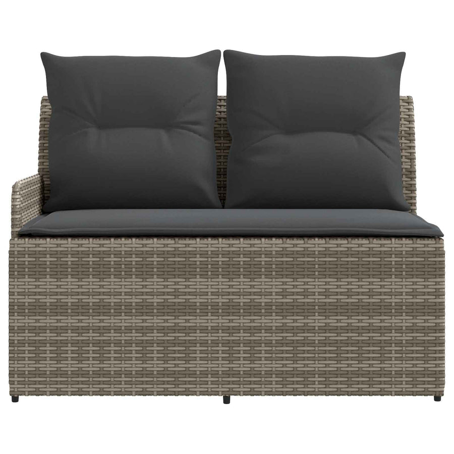 Tuin Armsteun Sofa met Opklaptafel 2 Stuk Grijs en Donkergrijs
