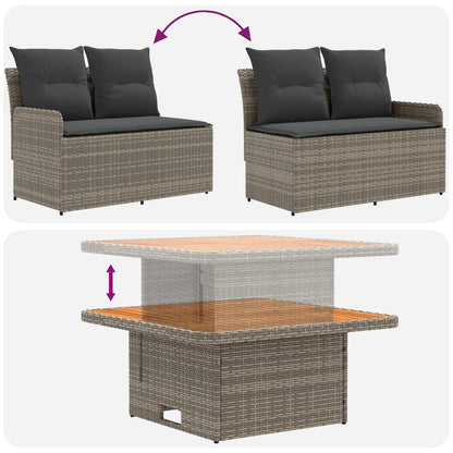 Tuin Armsteun Sofa met Opklaptafel 2 Stuk Grijs en Donkergrijs