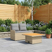 Tuin armleuning sofa met opklaptafel 90x90x68 cm beige licht grijs