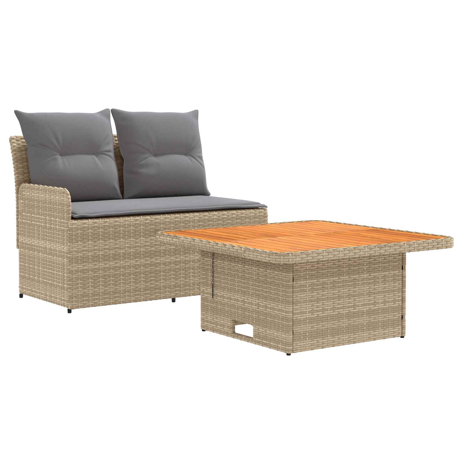 Tuin Armsteun Sofa met Opklaptafel 2 Stuk Beige en Licht Grijs