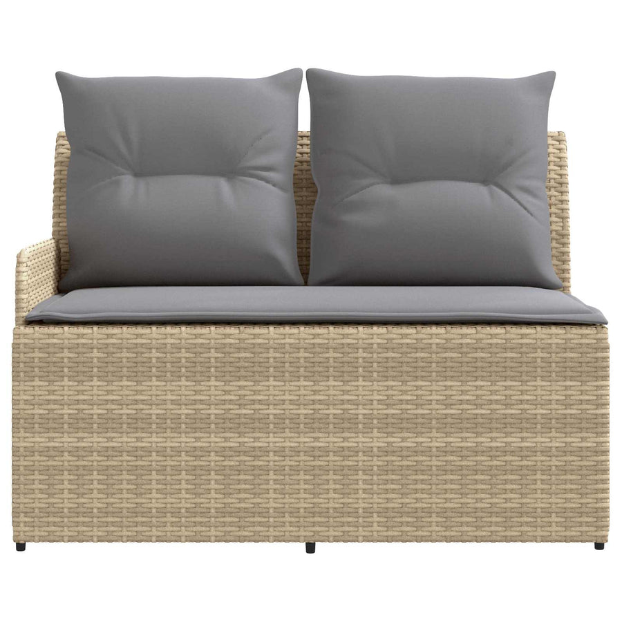 Tuin Armsteun Sofa met Opklaptafel 2 Stuk Beige en Licht Grijs