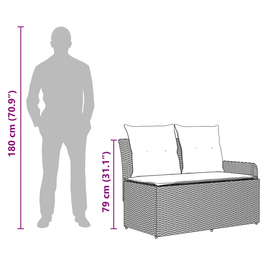 Tuin Armsteun Sofa met Opklaptafel 2 Stuk Beige en Licht Grijs