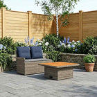 Garden Armrest Sofa with Fold-Out Table 2 Piece Grey and Navy Blue