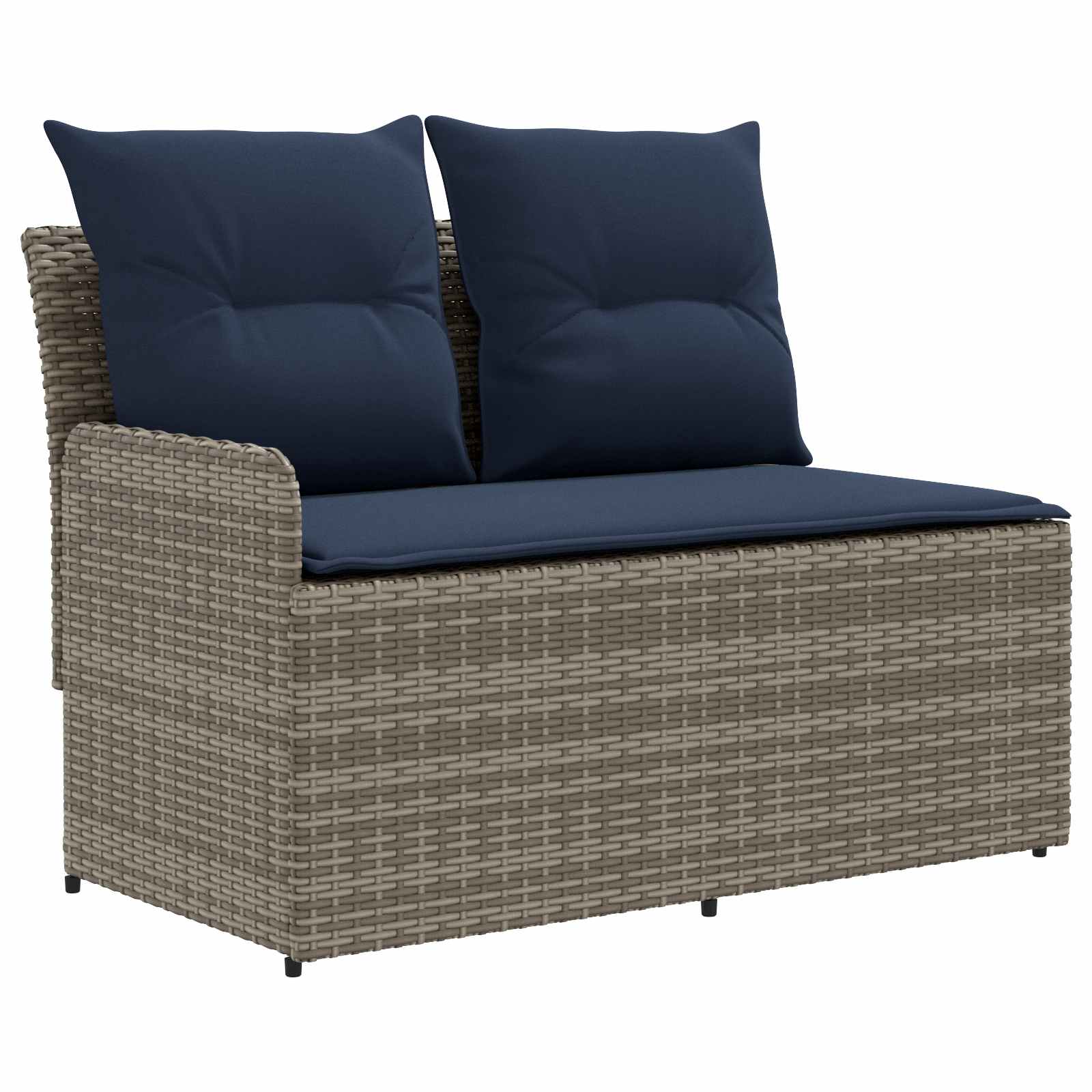 Tuin Armsteun Sofa met Opklaptafel 2 Stuk Grijs en Marineblauw