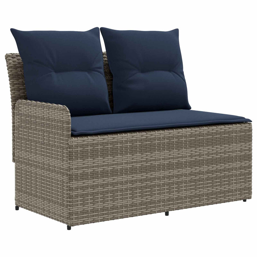 Tuin Armsteun Sofa met Opklaptafel 2 Stuk Grijs en Marineblauw