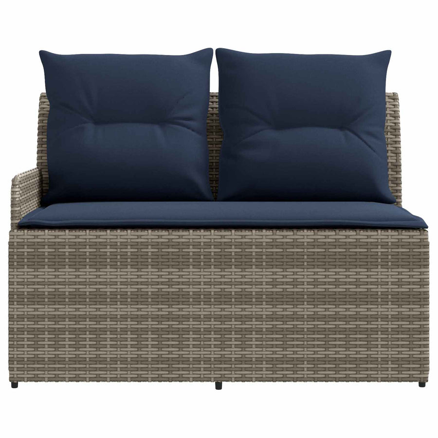 Tuin Armsteun Sofa met Opklaptafel 2 Stuk Grijs en Marineblauw