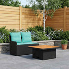 Garden Armrest Sofa with Fold-Out Table 2 Piece Black and Turquoise