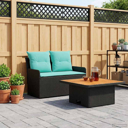 Tuin Armsteun Sofa met Opklaptafel 2 Stuk Zwart en Turquoise