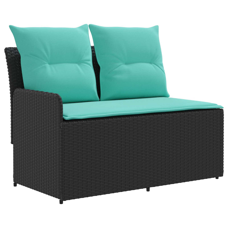 Tuin Armsteun Sofa met Opklaptafel 2 Stuk Zwart en Turquoise