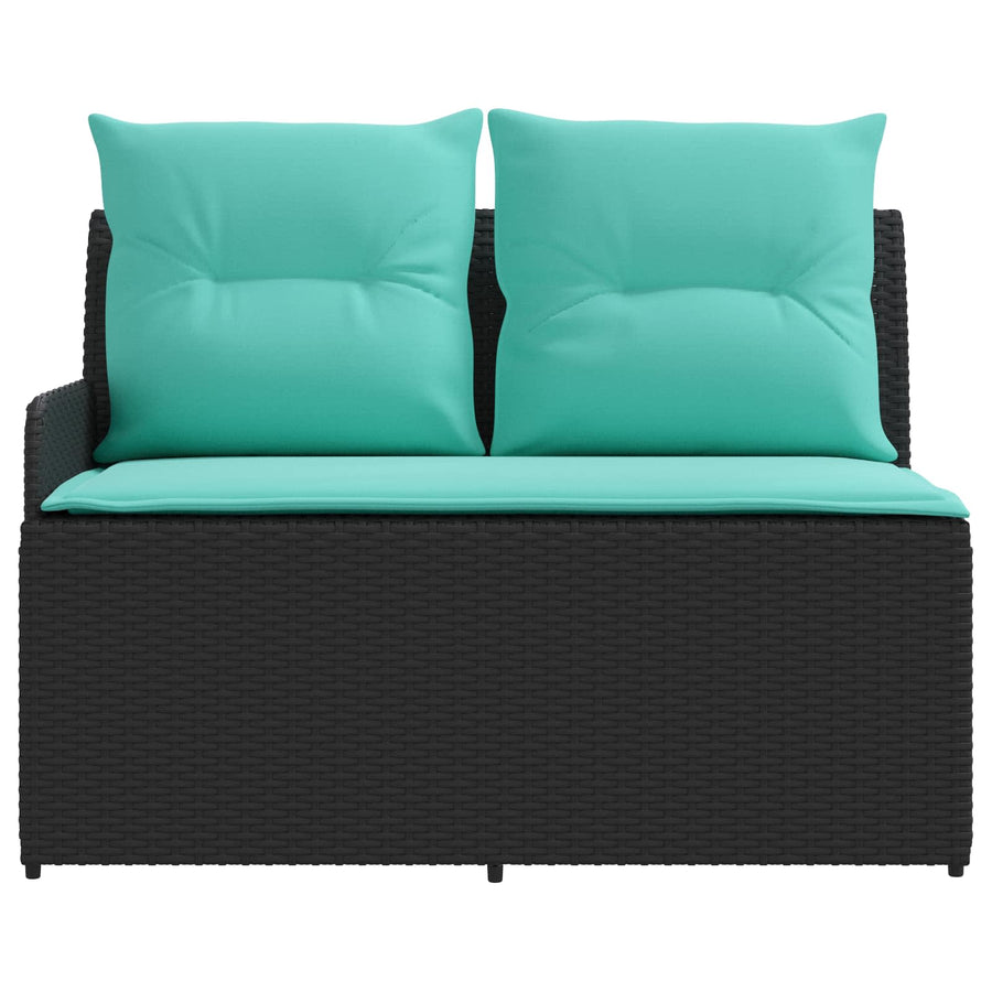 Tuin Armsteun Sofa met Opklaptafel 2 Stuk Zwart en Turquoise