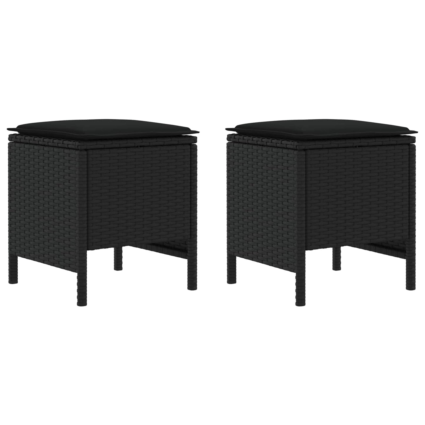 Tuinvoetenbank 2 Stuk Zwart 38 x 38 x 45 cm PE Rattan