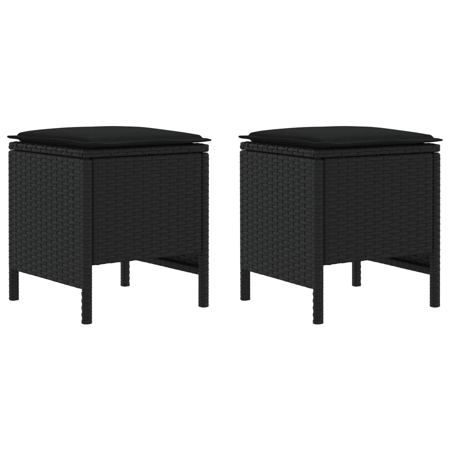 Tuinvoetenbank 2 Stuk Zwart 38 x 38 x 45 cm PE Rattan