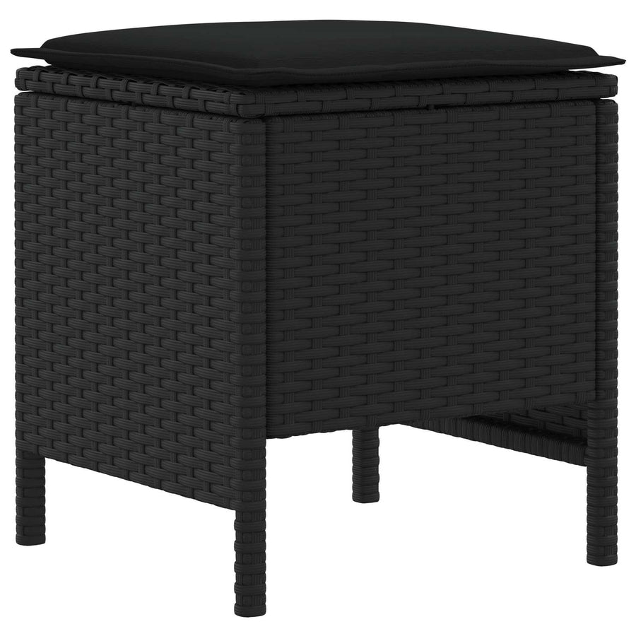 Tuinvoetenbank 2 Stuk Zwart 38 x 38 x 45 cm PE Rattan