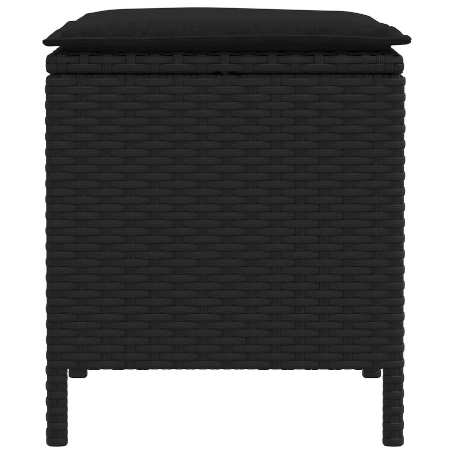 Tuinvoetenbank 2 Stuk Zwart 38 x 38 x 45 cm PE Rattan