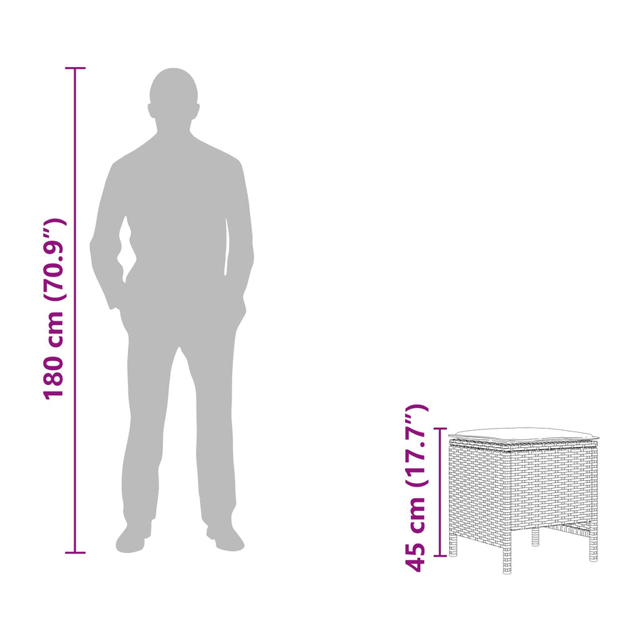 Tuinvoetenbank 2 Stuk Zwart 38 x 38 x 45 cm PE Rattan
