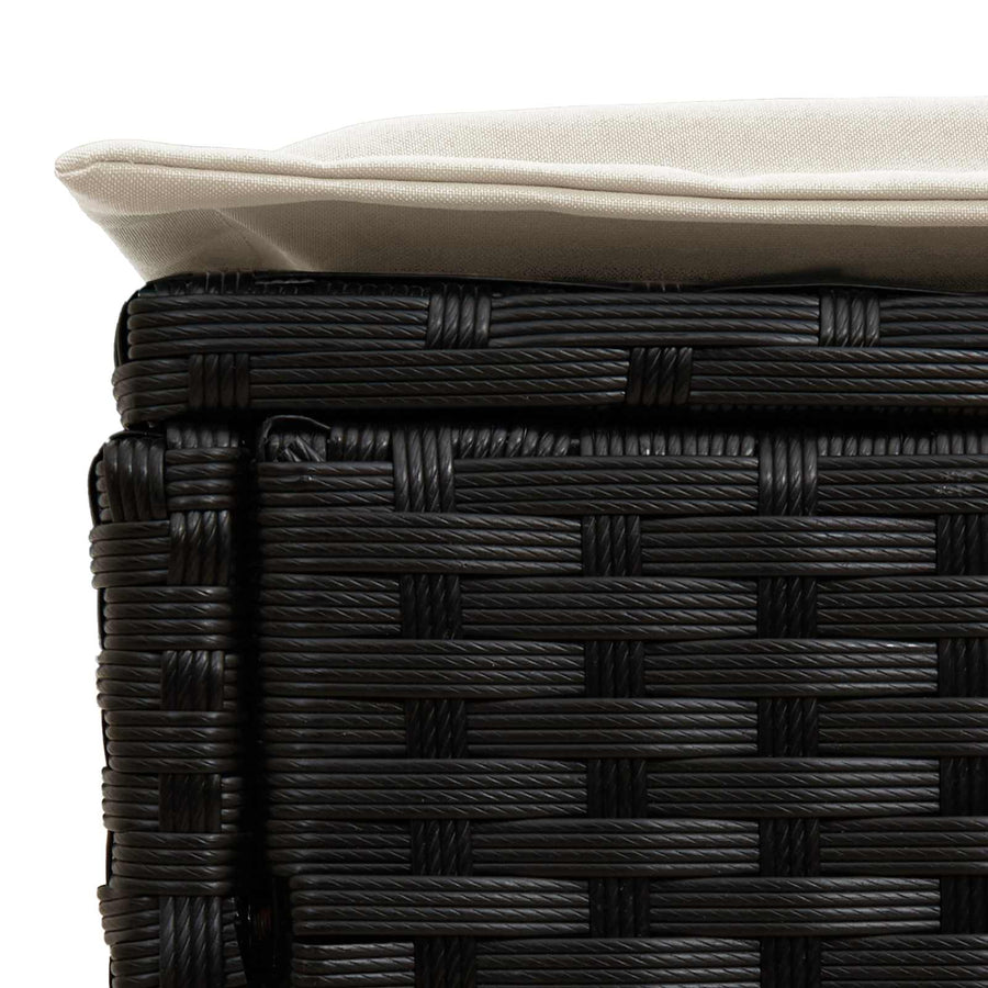 Tuinvoetenbank 2 Stuk Zwart en Crème 38 x 38 x 45 cm PE Rattan