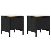 Tuinvoetenbank 2 Stuk Zwart en Crème 38 x 38 x 45 cm PE Rattan