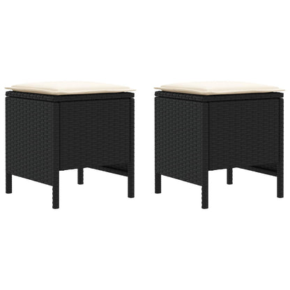 Tuinvoetenbank 2 Stuk Zwart en Crème 38 x 38 x 45 cm PE Rattan