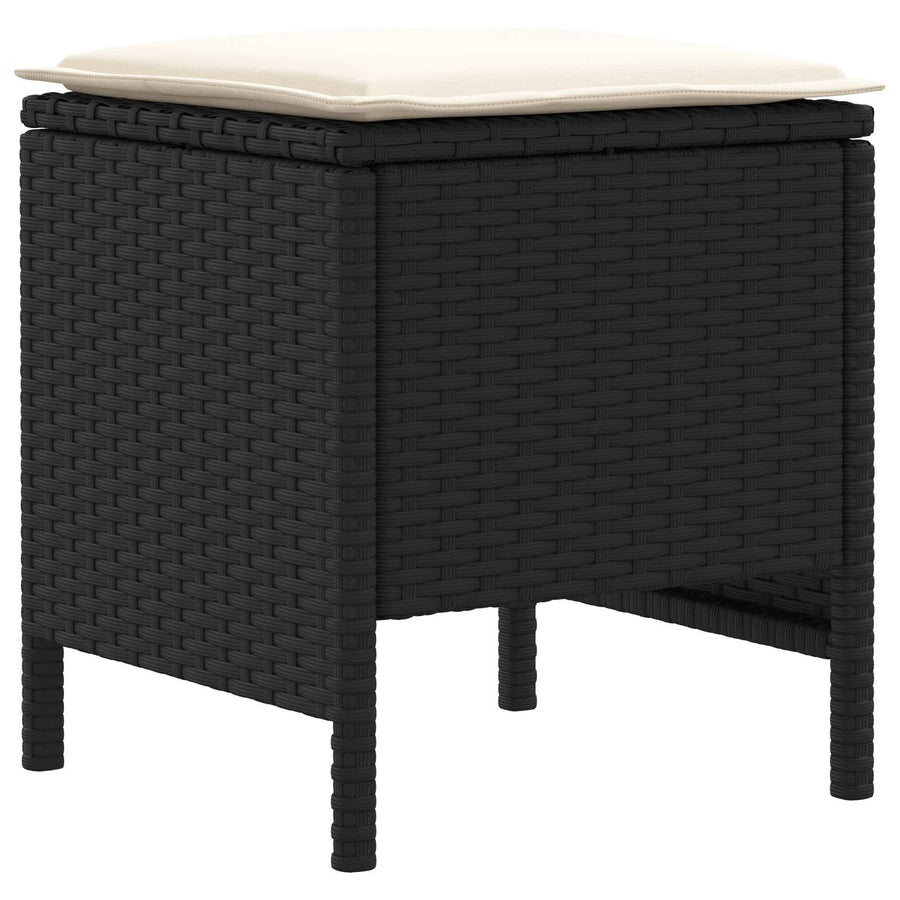 Tuinvoetenbank 2 Stuk Zwart en Crème 38 x 38 x 45 cm PE Rattan