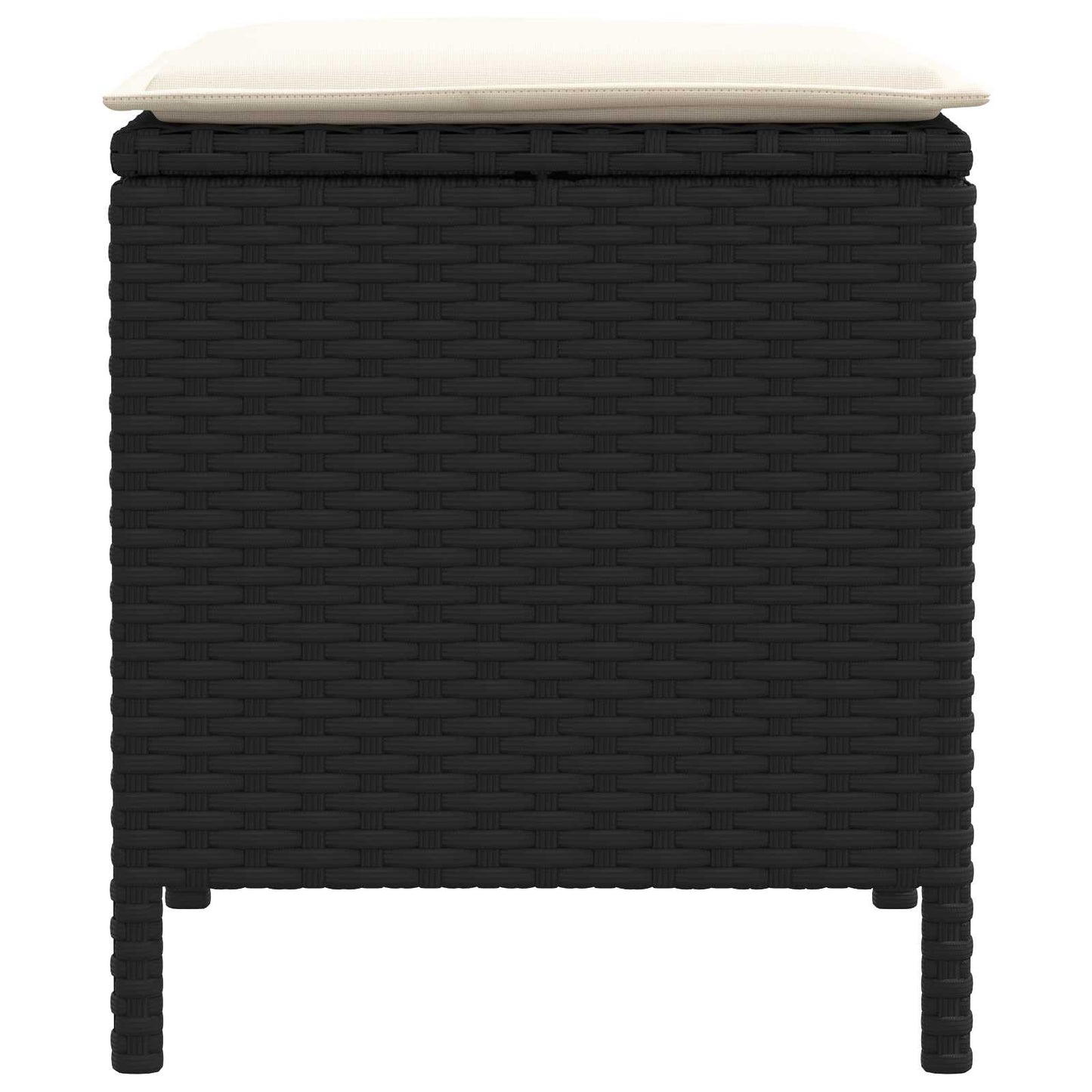 Tuinvoetenbank 2 Stuk Zwart en Crème 38 x 38 x 45 cm PE Rattan