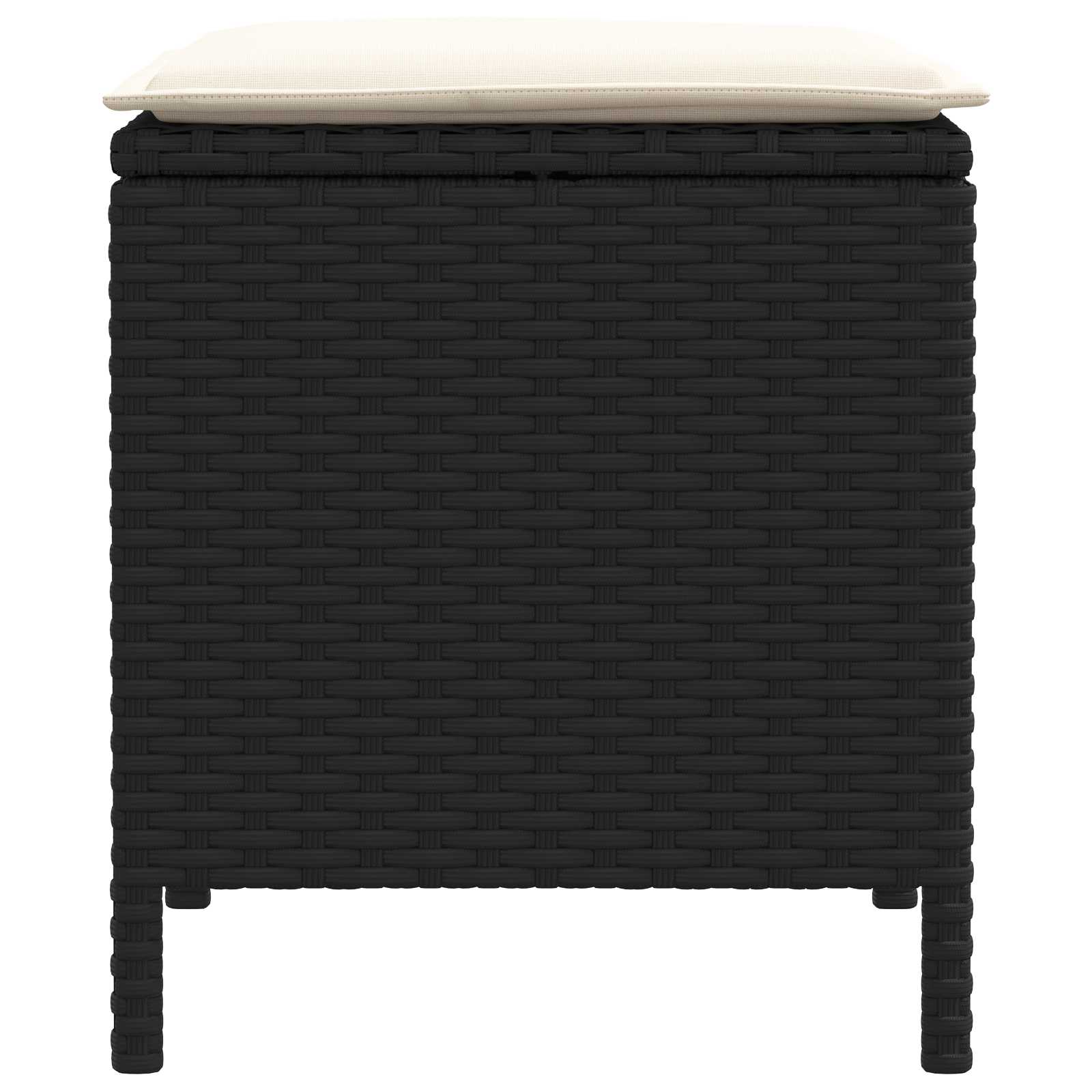 Tuinvoetenbank 2 Stuk Zwart en Crème 38 x 38 x 45 cm PE Rattan