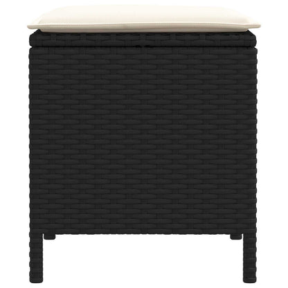 Tuinvoetenbank 2 Stuk Zwart en Crème 38 x 38 x 45 cm PE Rattan