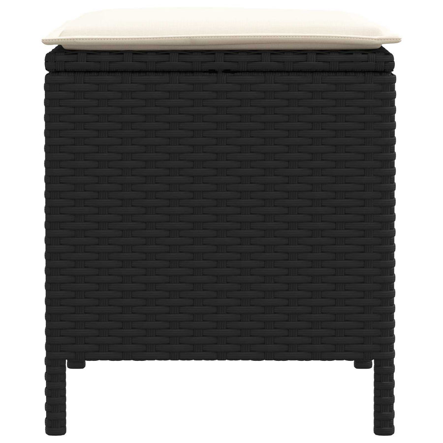 Tuinvoetenbank 2 Stuk Zwart en Crème 38 x 38 x 45 cm PE Rattan