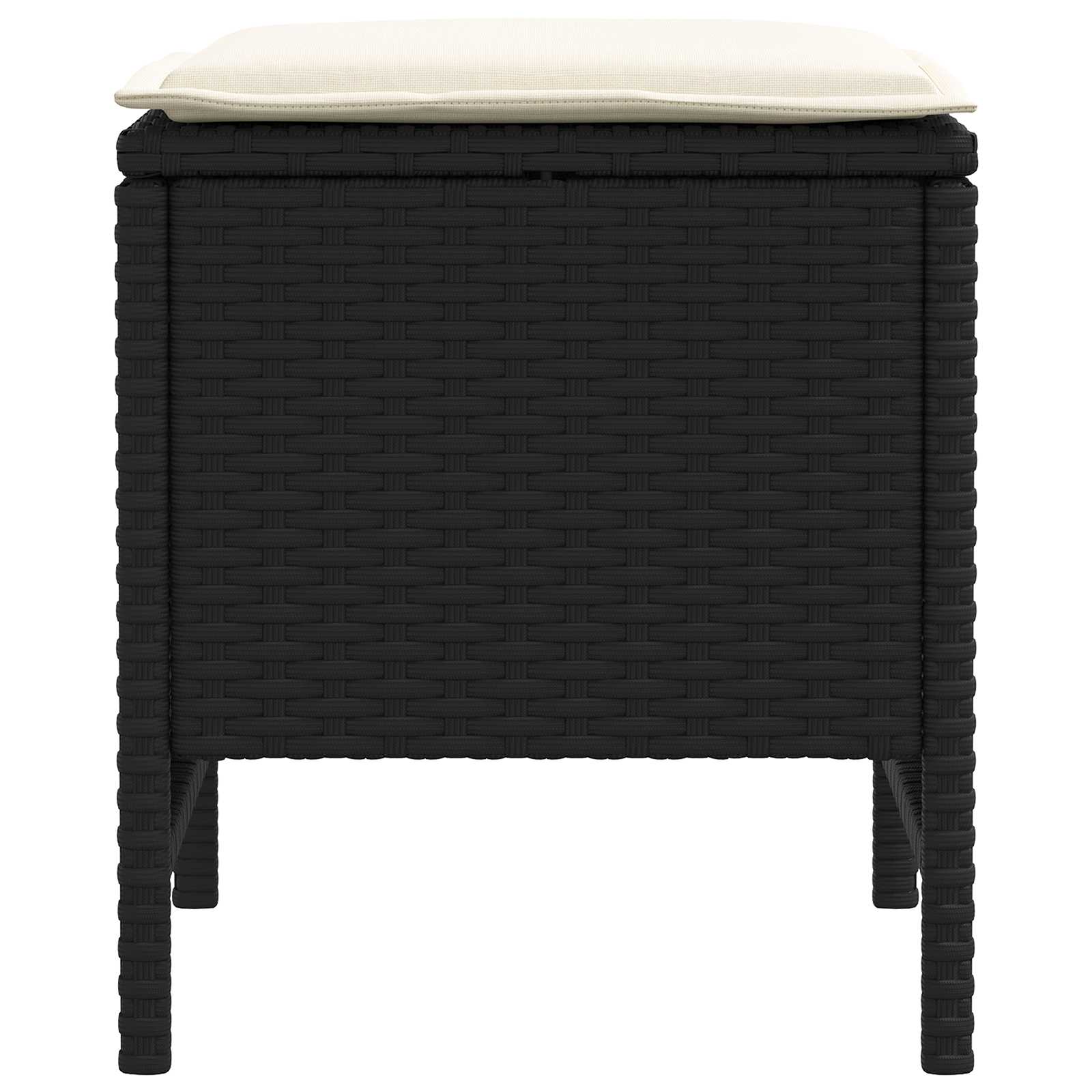 Tuinvoetenbank 2 Stuk Zwart en Crème 38 x 38 x 45 cm PE Rattan