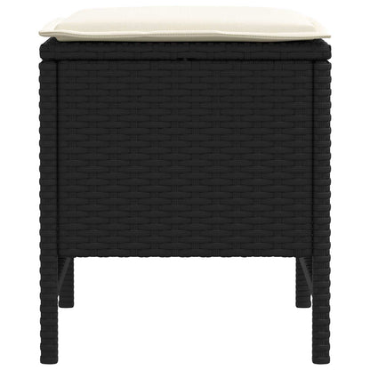 Tuinvoetenbank 2 Stuk Zwart en Crème 38 x 38 x 45 cm PE Rattan