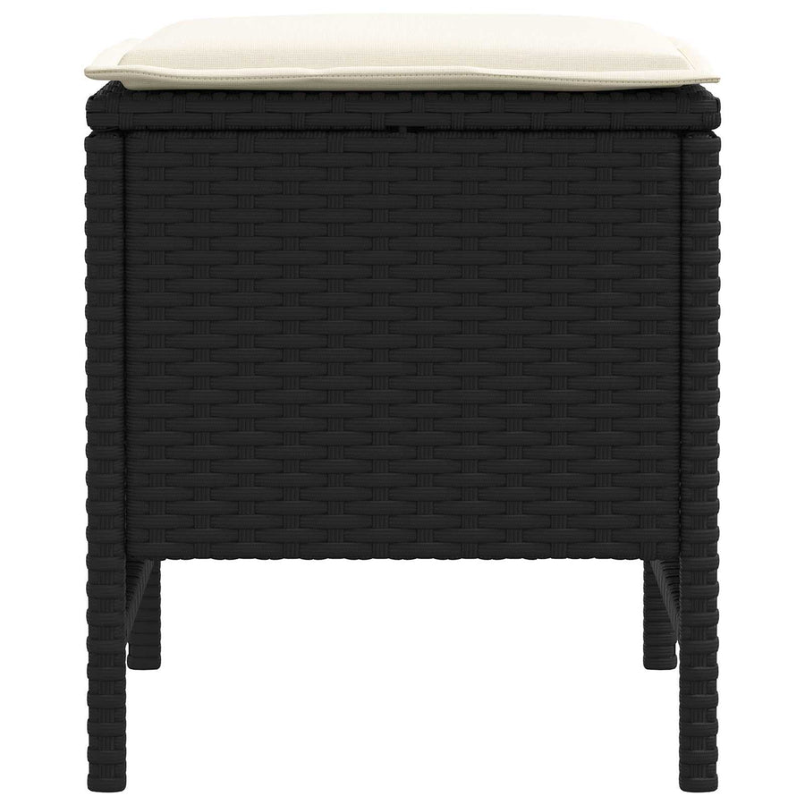 Tuinvoetenbank 2 Stuk Zwart en Crème 38 x 38 x 45 cm PE Rattan
