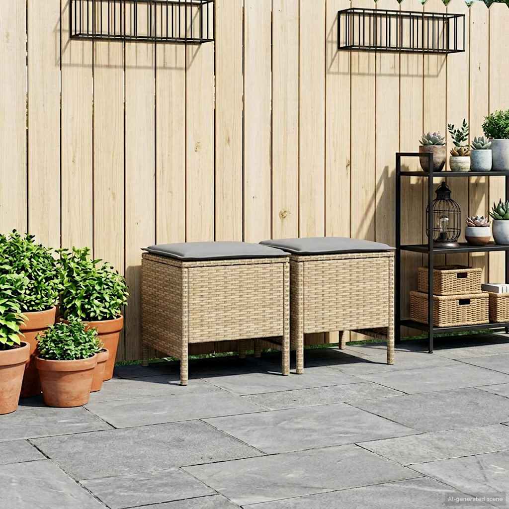 Tuinvoetenbank 2 Stuk Beige en Licht Grijs 38 x 38 x 45 cm