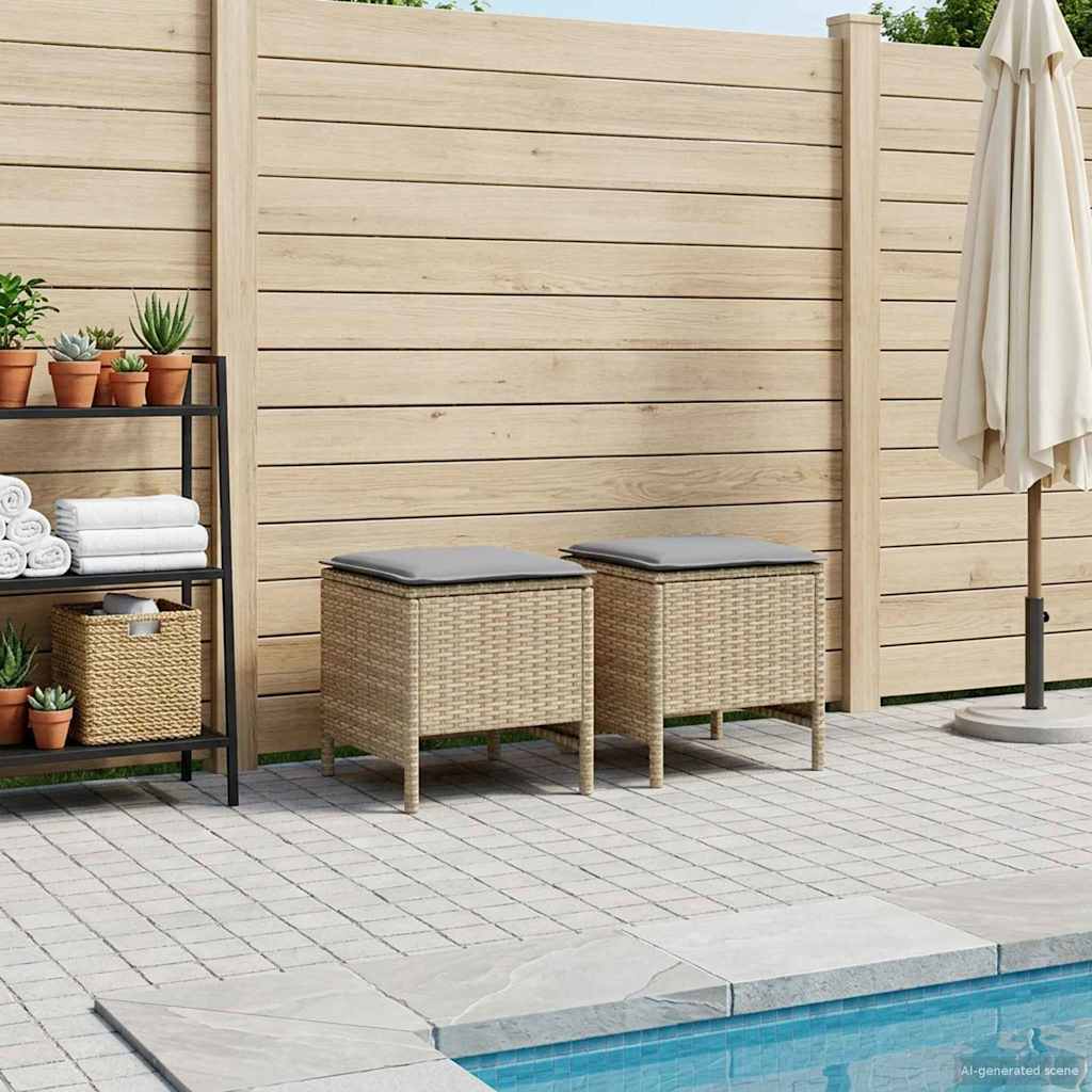 Tuinvoetenbank 2 Stuk Beige en Licht Grijs 38 x 38 x 45 cm