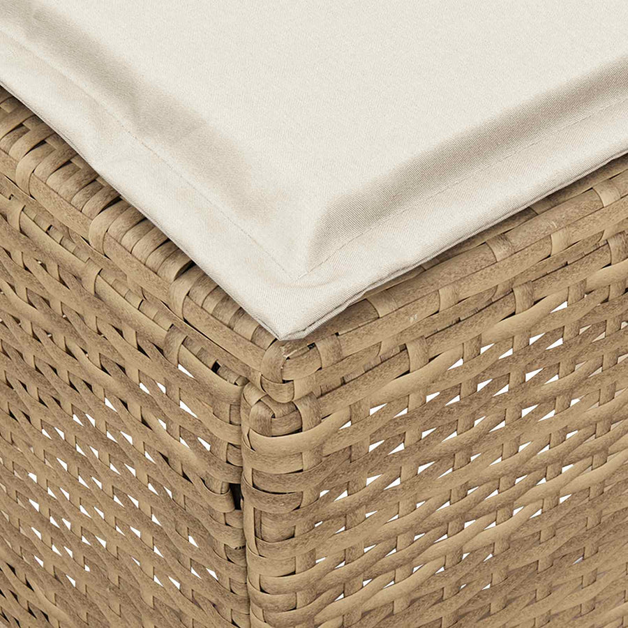 Tuinvoetenbank 2 Stuk Beige en Crème 38 x 38 x 45 cm PE Rattan