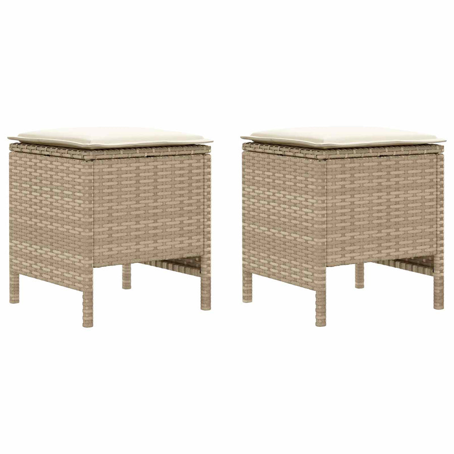 Tuinvoetenbank 2 Stuk Beige en Crème 38 x 38 x 45 cm PE Rattan
