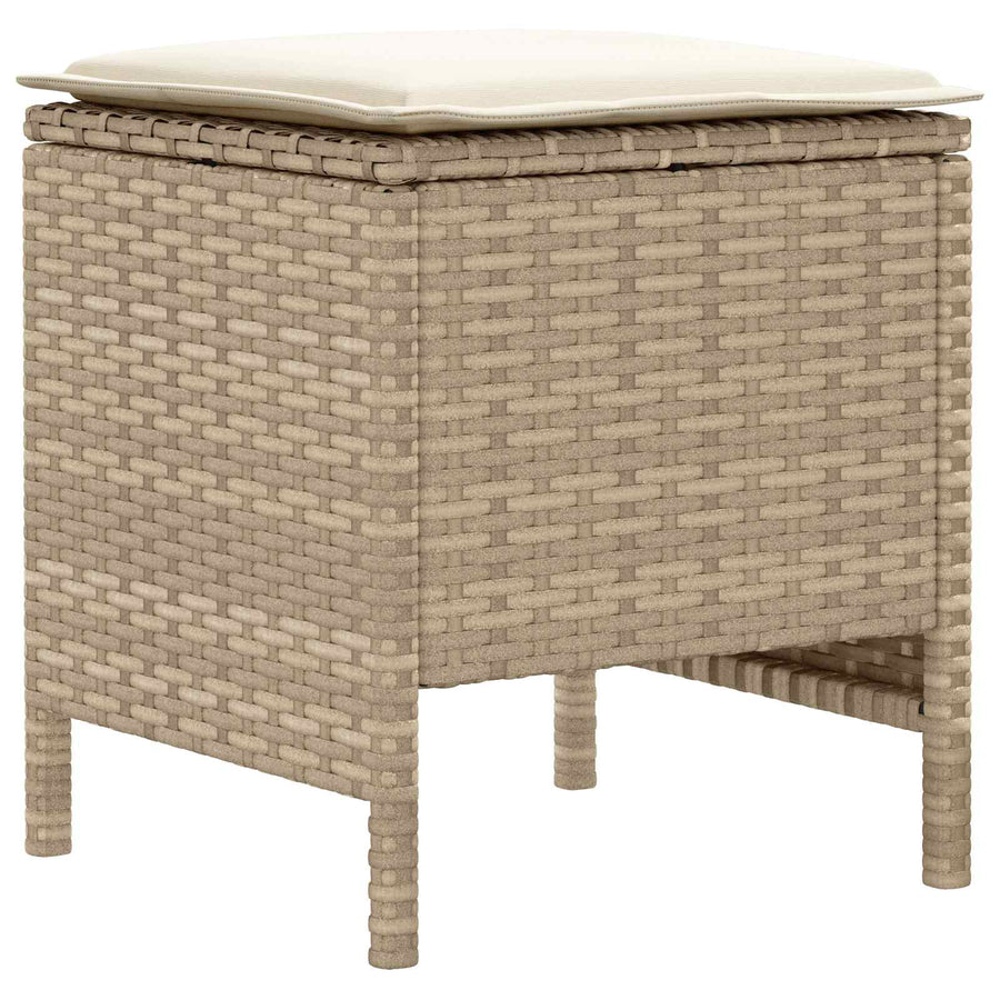 Tuinvoetenbank 2 Stuk Beige en Crème 38 x 38 x 45 cm PE Rattan