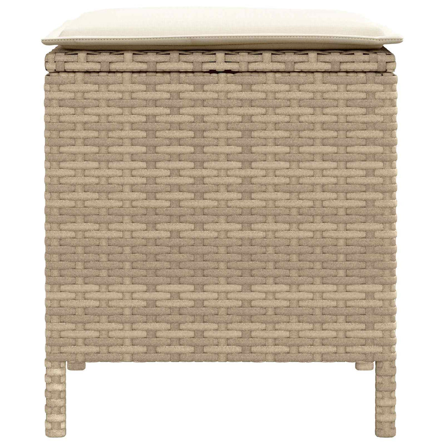 Tuinvoetenbank 2 Stuk Beige en Crème 38 x 38 x 45 cm PE Rattan
